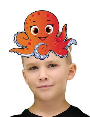 Фото Карнавальная маска осьминог красный детская