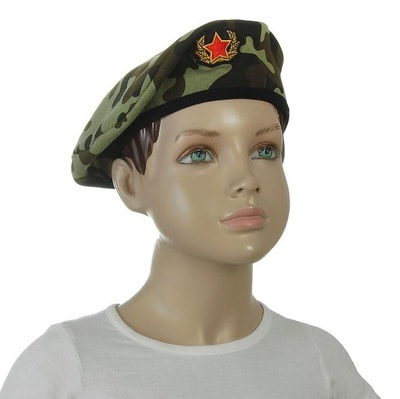 Фото Берет военный с кокардой камуфляж взрослый