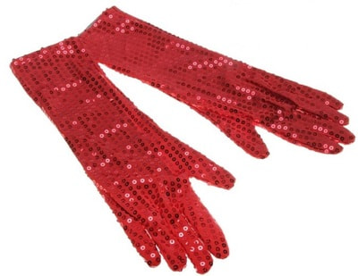 Фото Длинные красные перчатки с пайетками