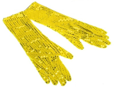 Фото Длинные желтые перчатки с пайетками