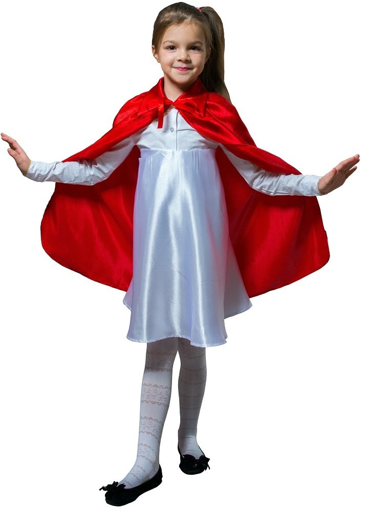 Плащ красный длинный с воротником детский