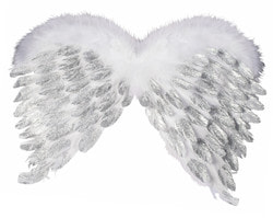 Фото Крылья ангела белые с блёстками (60 см)