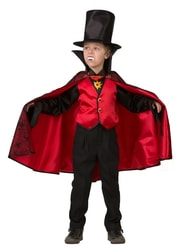 Фото Костюм Дракула в шляпе (красный) детский