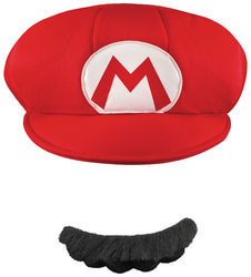 Фото Набор шляпа и усы Марио взрослый