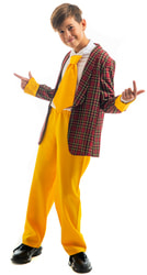 Фото Костюм стиляга с желтыми штанами бордовый детский
