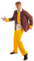 Фото Костюм стиляги с желтыми полосками бордовый взрослый