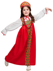 Фото Русский народный сарафан для девочки красный детский