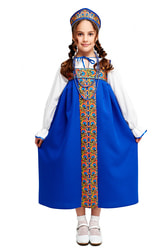 Фото Русский народный сарафан для девочки синий детский