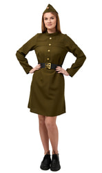 Фото Форма военная женская взрослая на 9 мая платье с пилоткой