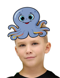 Фото Карнавальная маска осьминог синий детская