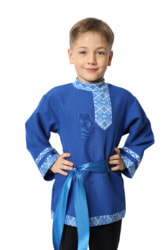 Фото Русская народная рубаха для мальчика косоворотка синяя