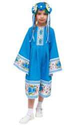 Фото Русский народный костюм для девочки платье голубое