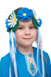 Фото Карнавальный венок для девочки с цветами из фетра