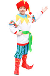 Фото Русский народный костюм скомороха для мальчика на Масленицу