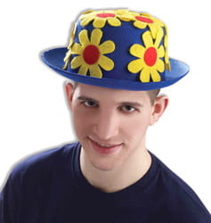 Фото Шляпа клоунская с цветами синяя