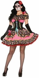 Фото Костюм Испанская кукла Вуду в коротком платье взрослый